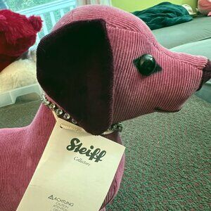 Steiff Dackel Romeo 28 cm German Pink Dog Stuffed Animal for Collectors